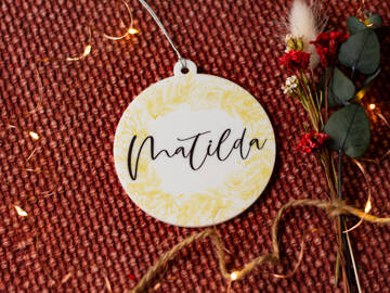 Picture of Gold Wreath Printed Christmas Bauble