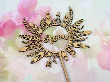 Picture of Boho Feather Wreath Cake Topper
