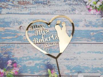 Picture of Mr & Mrs Heart Silhouette Cake Topper