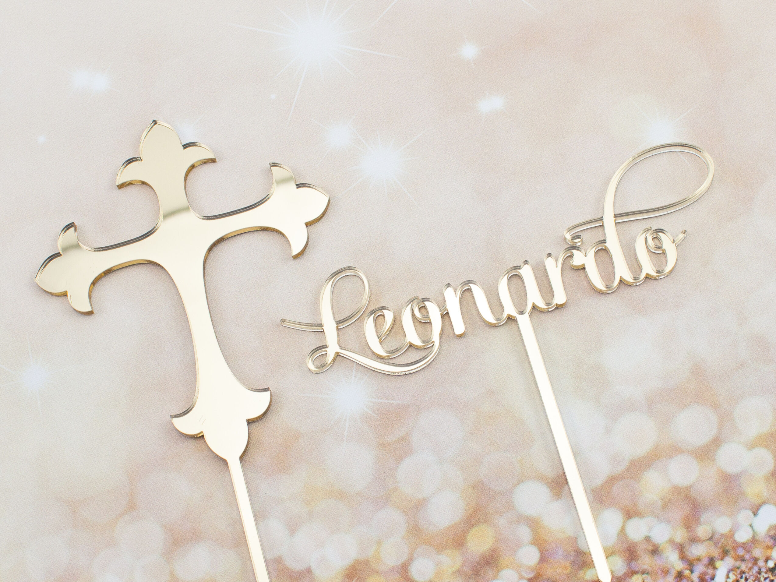 Baptism communion topper with cross - Cake Toppers