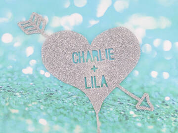 Picture of Two Name Heart Cake Topper