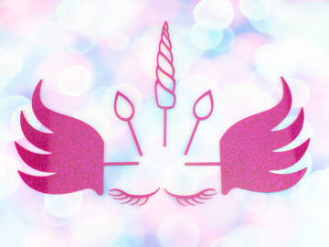 Picture of Unicorn Wings and Face Cake Topper Set