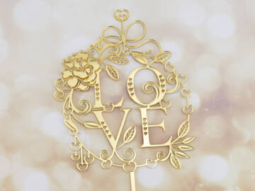 Picture of Ornate Love Wedding Engagement Cake Topper