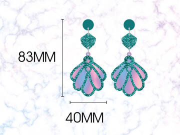 Picture of Wholesale Clamshell Iridescent Glitter Drop Earring Components