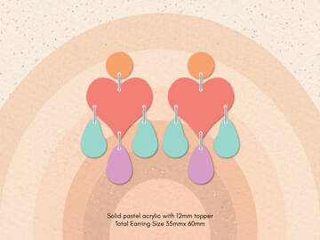 Picture of Wholesale Pastel Heart Drops Earring Components