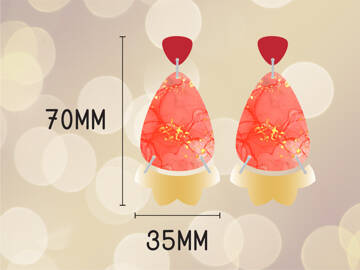 Picture of Wholesale Christmas Red and Gold Marble Earring Components