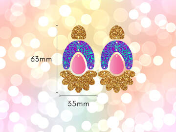 Picture of Wholesale Neon Leopard Arched Leaf Earring Components