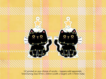 Picture of Wholesale Black Christmas Cat in Lights Earring Components