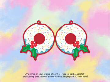 Picture of Wholesale Christmas Sprinkle Holly Donut Earring Components