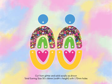 Picture of Wholesale Glitter Rainbow Heart Earring Components