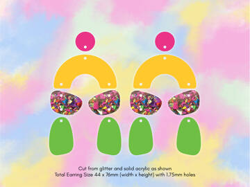 Picture of Wholesale Glitter Pebble Rainbow Earring Components