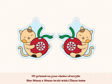 Picture of Wholesale Christmas Bauble Cat Earring Components