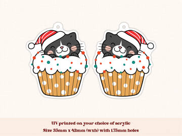Picture of Wholesale Christmas Cat Cupcake Earring Components